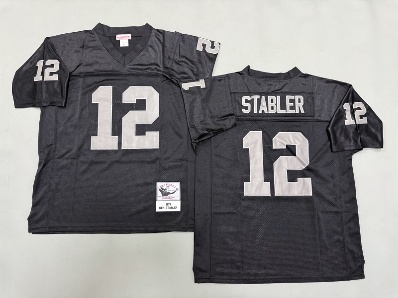 Men 2025 Nike Oakland Raiders #12 Stabler black Throwback Limited NFL Jersey style 001